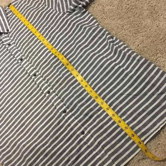 Black Brown 1826 Burton Grey and White Striped Button Down Casual Shirt - Picture 15 of 16